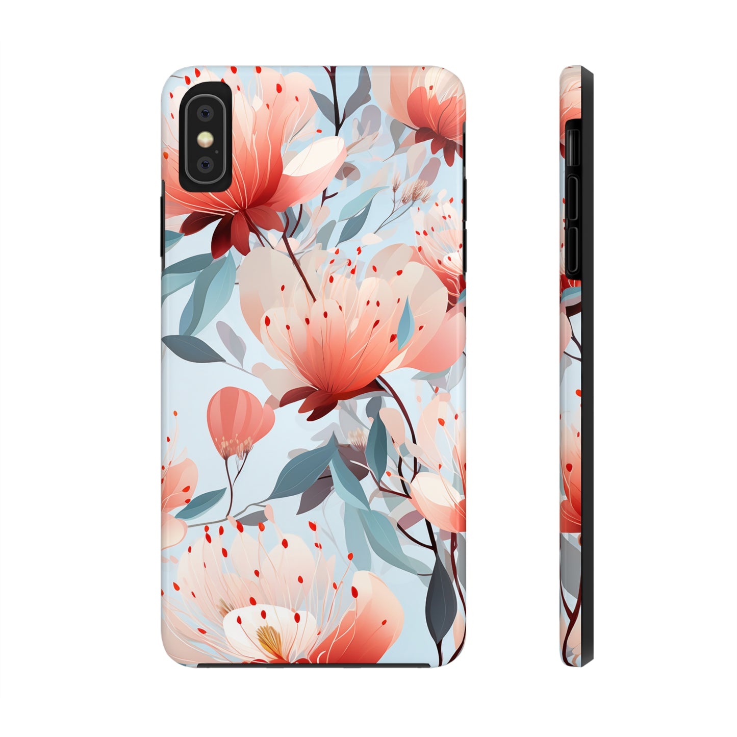 Red Flowers Digital print Design Tough Phone Case compatible with a large variety of iPhone models, Gift, Phone Case