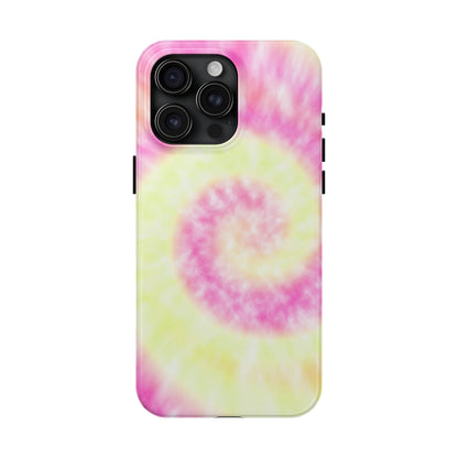 Pink and Yellow Tie Dye Design Phone Case- Lightweight, Impact Resistant Cover for iPhone 6, 6s, 12, 13, 14, 15