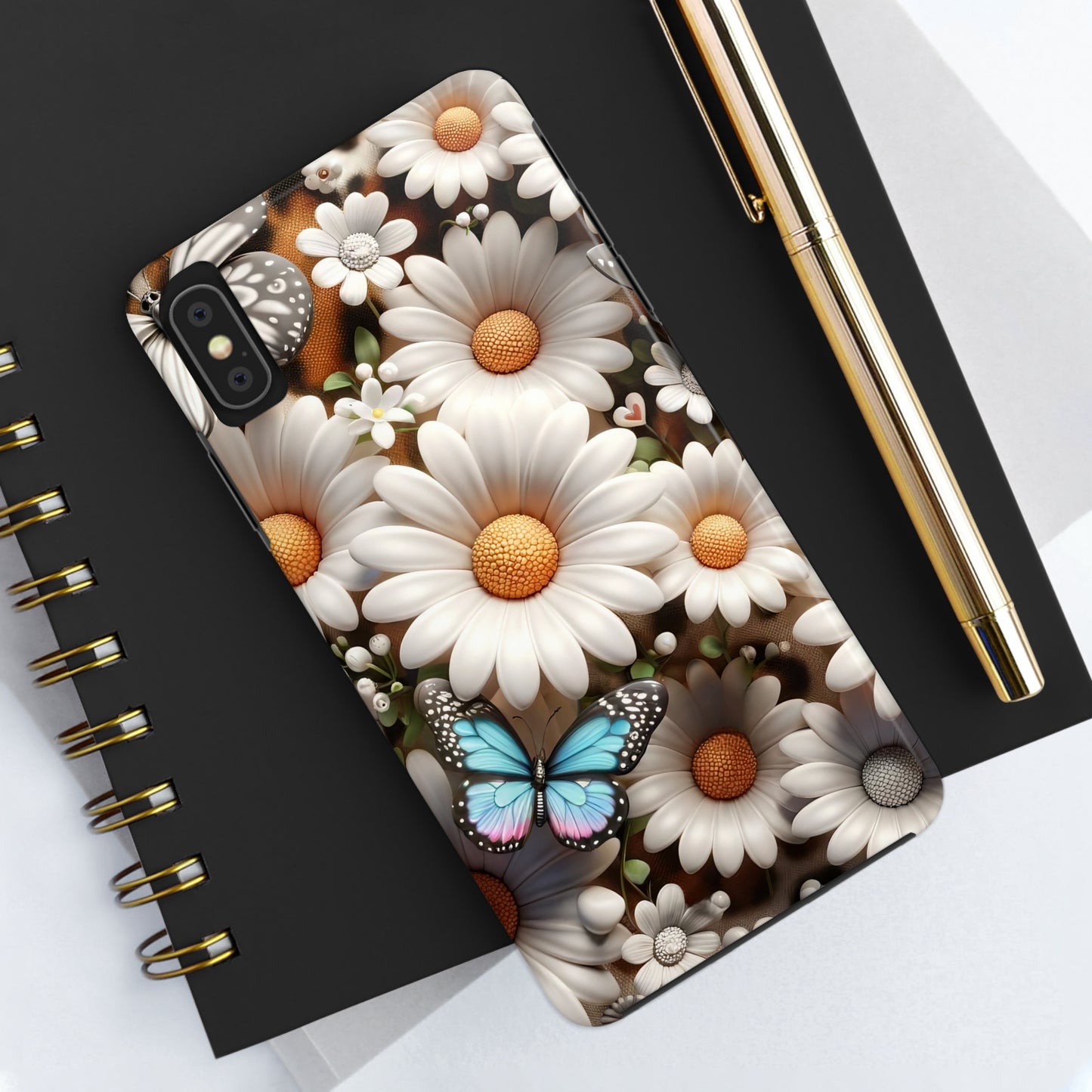 Butterflies, Leopard Print & Daisies Digital print Design Tough Phone Case compatible with a large variety of iPhone models,Gift, Phone Case