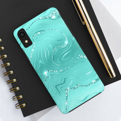 Marbled Turquoise Design Tough Phone Case compatible with a large variety of phone models, Gift, Phone Case