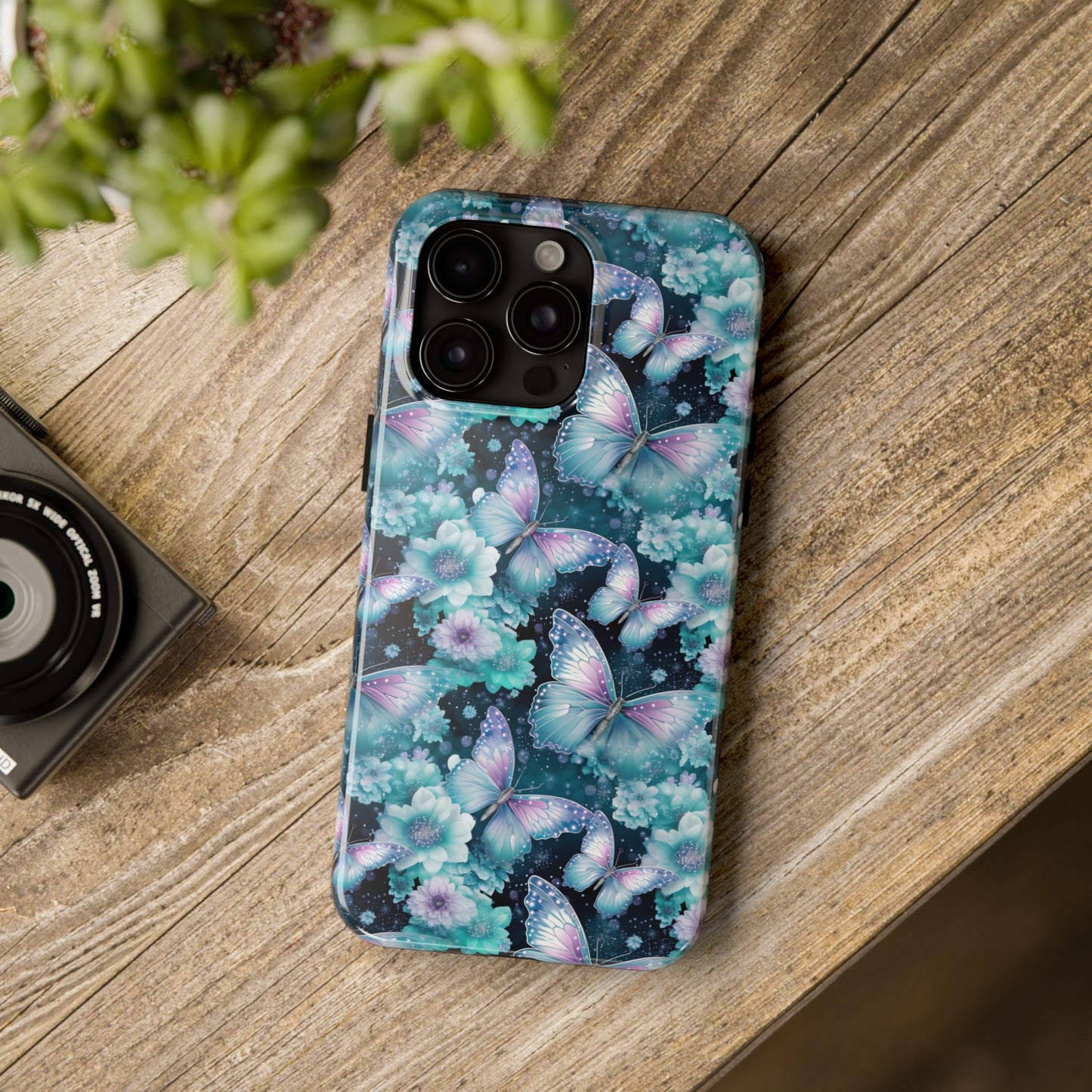 Blue and Purple Butterflies Digital print Design Tough Phone Case compatible with a large variety of iPhone models, Gift, Phone Case