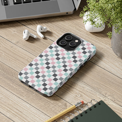 Multicolor Checkerboard print design Tough Phone Case compatible with a large variety of iphone models