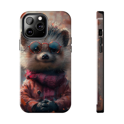 Hedgehog with Glasses and Scarf Design Phone Case- Lightweight, Impact Resistant Cover for iPhone 6, 6s, 12, 13, 14, 15