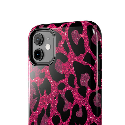 Pink and Black Leopard Design Phone Case- Lightweight, Impact Resistant Cover for iPhone 6, 6s, 12, 13, 14, 15