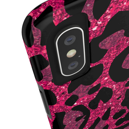 Pink and Black Leopard Design Phone Case- Lightweight, Impact Resistant Cover for iPhone 6, 6s, 12, 13, 14, 15