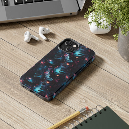 Guitar Pattern Design Tough Phone Case compatible with a large variety of iPhone models, Phone Case, Birthday Gift