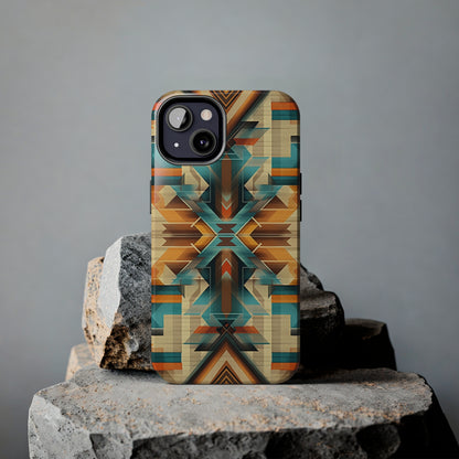 Beautiful Blue and Cream Native American Pattern Design Tough Phone Case compatible with a large variety of iPhone models, Gift, Phone Case