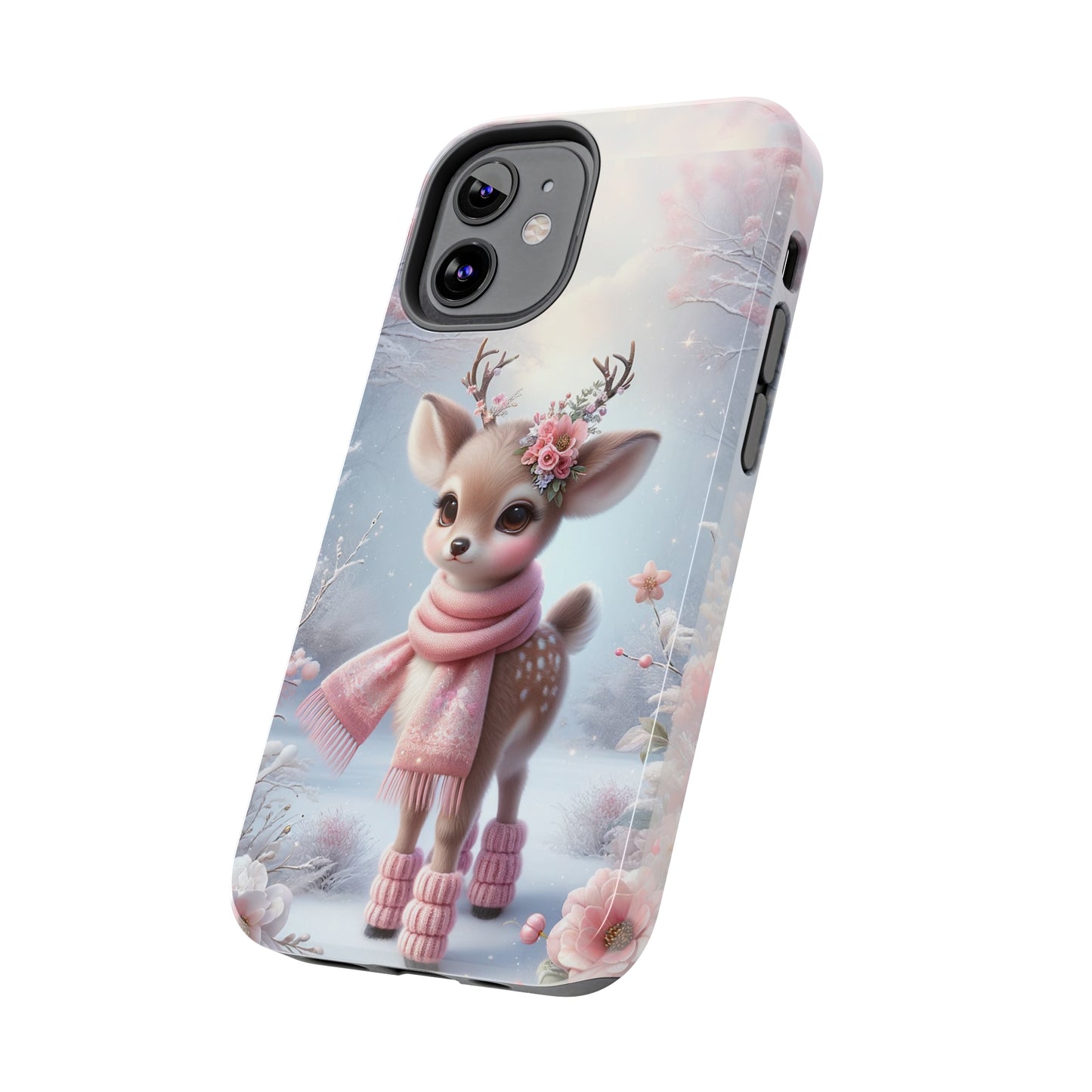 Cute Deer Winter Scene Pattern Design Tough Phone Case compatible with a large variety of iPhone models, Gift, Phone Case