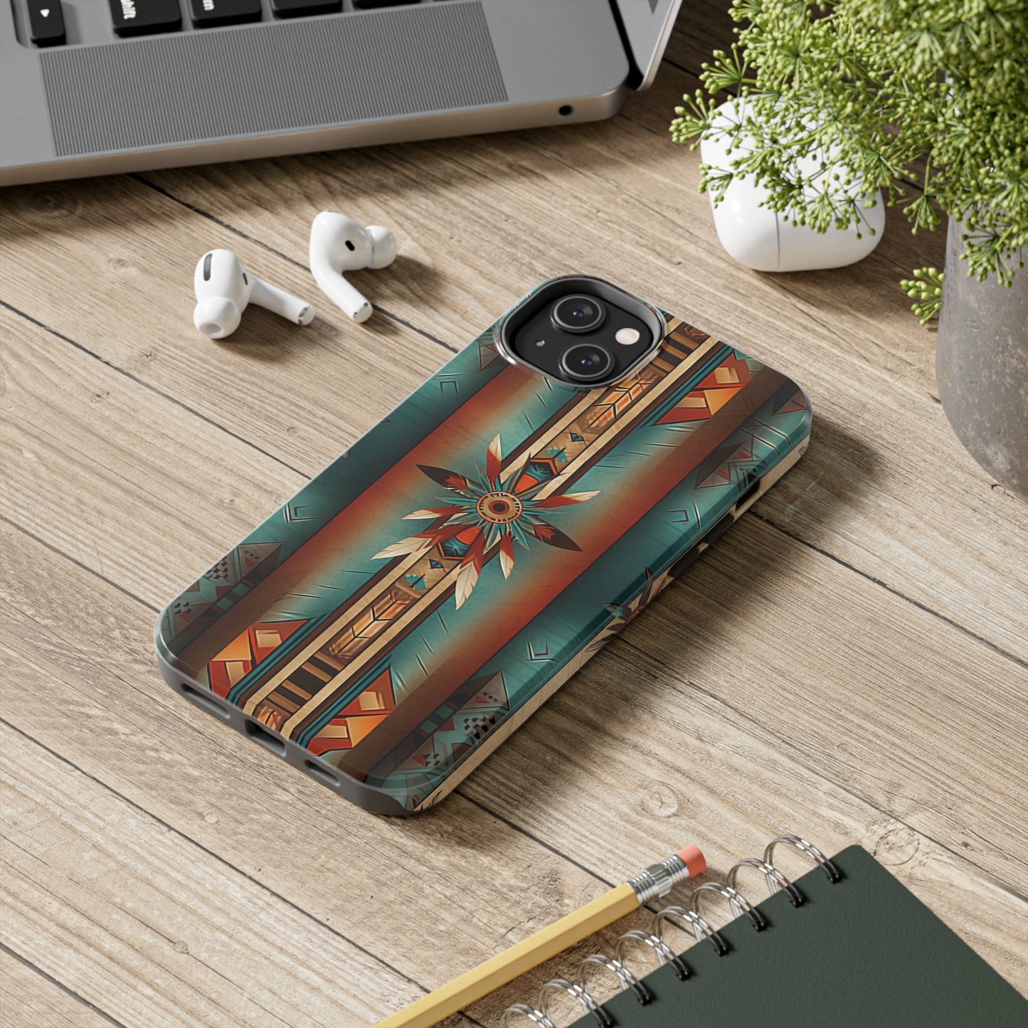 Beautiful Blue Native American Pattern Design Tough Phone Case compatible with a large variety of iPhone models, Gift, Phone Case