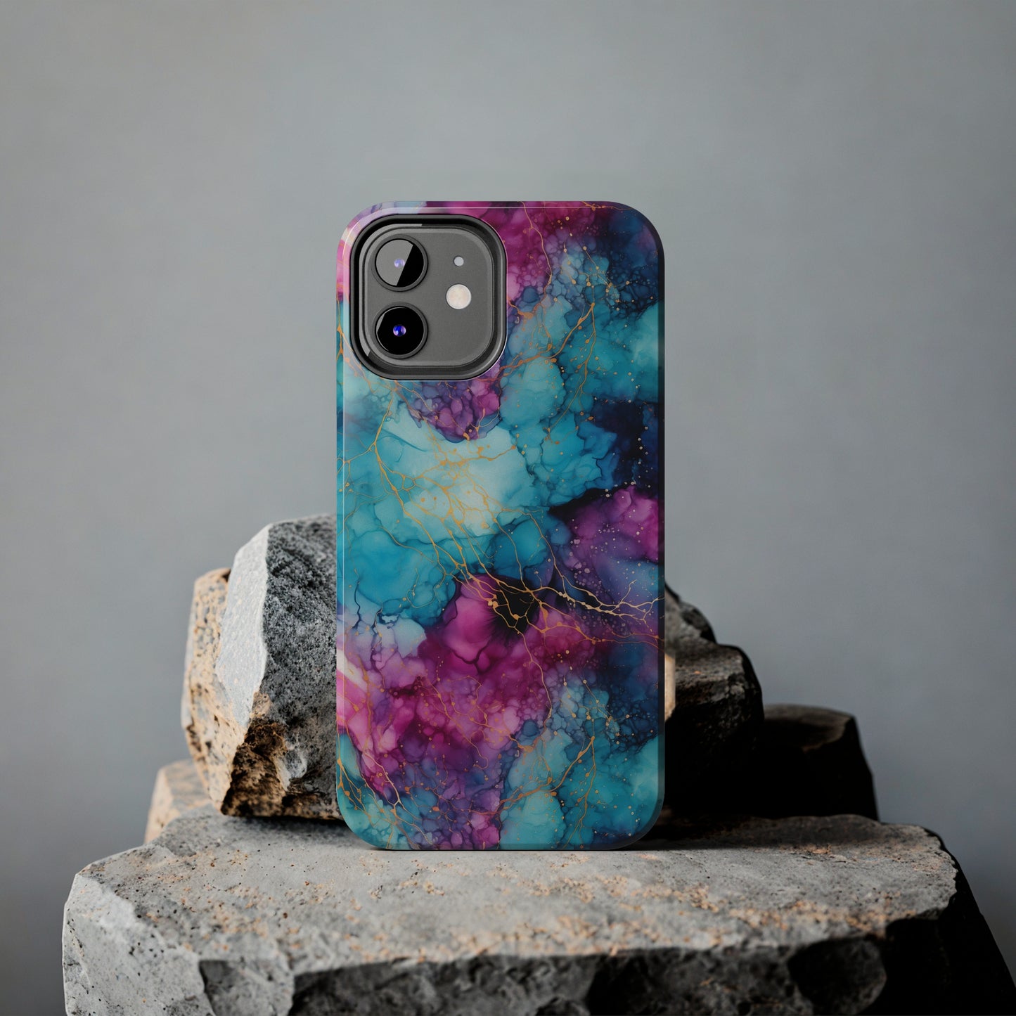 Blue and Purple Alcohol Ink Digital print Design Tough Phone Case compatible with a large variety of iPhone models, Gift, Phone Case