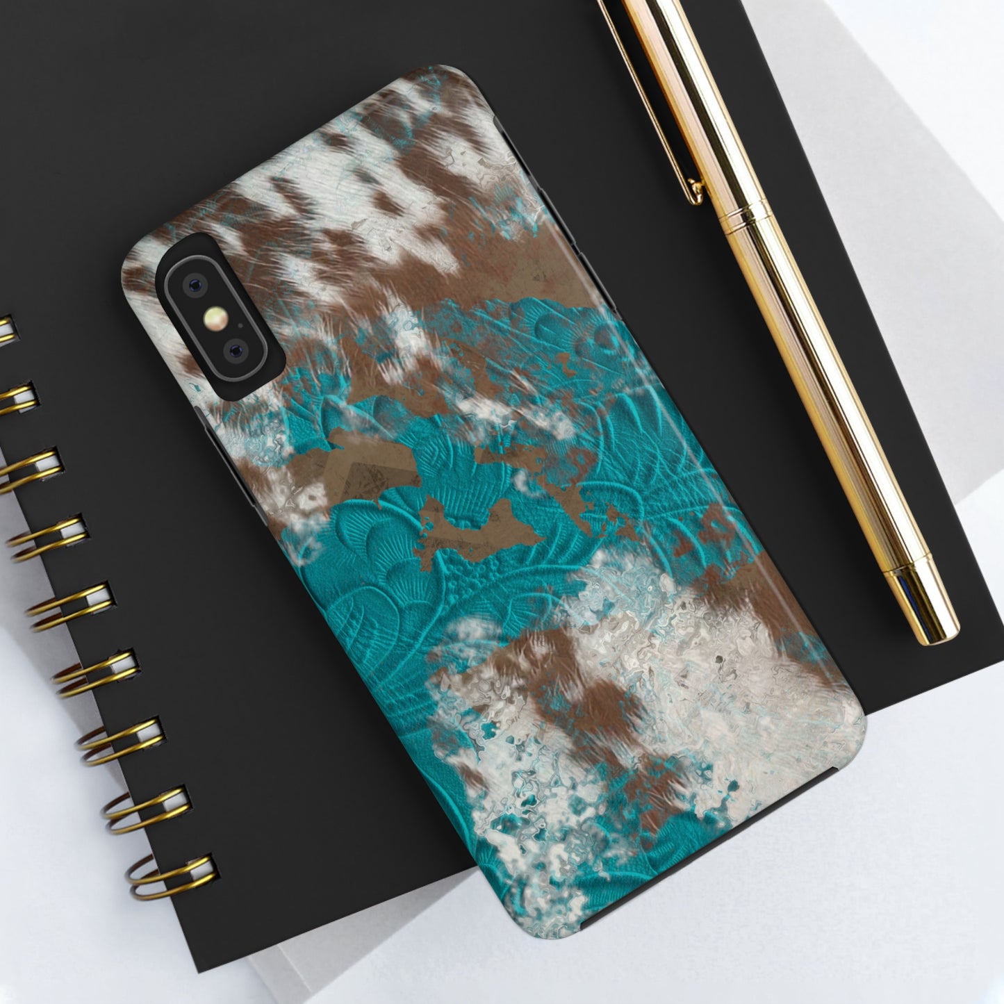 Western Cow Print Design  Phone Case- Lightweight, Impact Resistant Cover for iPhone 6, 6s, 12, 13, 14, 15