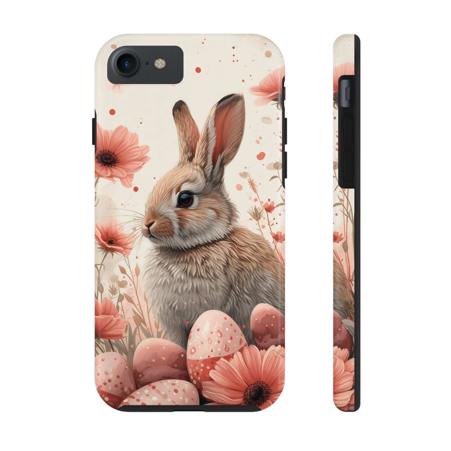 Watercolor Easter Bunny and Spring Flowers Design Phone Case- Lightweight, Impact Resistant Cover for iPhone 6, 6s, 12, 13, 14, 15