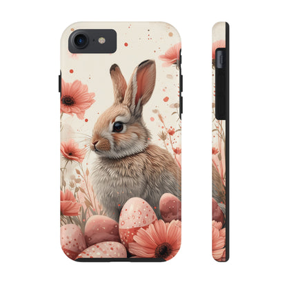 Watercolor Easter Bunny and Spring Flowers Design Phone Case- Lightweight, Impact Resistant Cover for iPhone 6, 6s, 12, 13, 14, 15