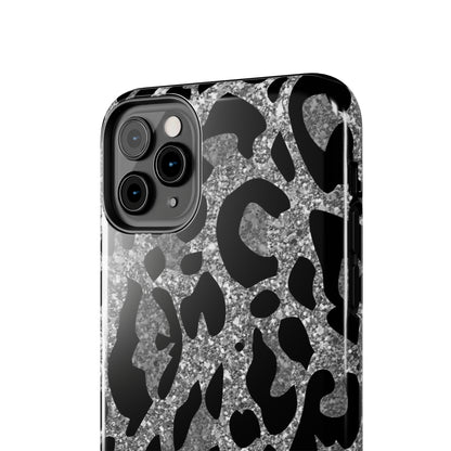 Silver and Black Leopard Design Phone Case- Lightweight, Impact Resistant Cover for iPhone 6, 6s, 12, 13, 14, 15