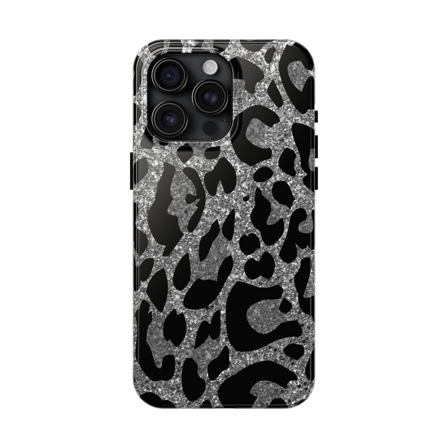 Silver and Black Leopard Design Phone Case- Lightweight, Impact Resistant Cover for iPhone 6, 6s, 12, 13, 14, 15