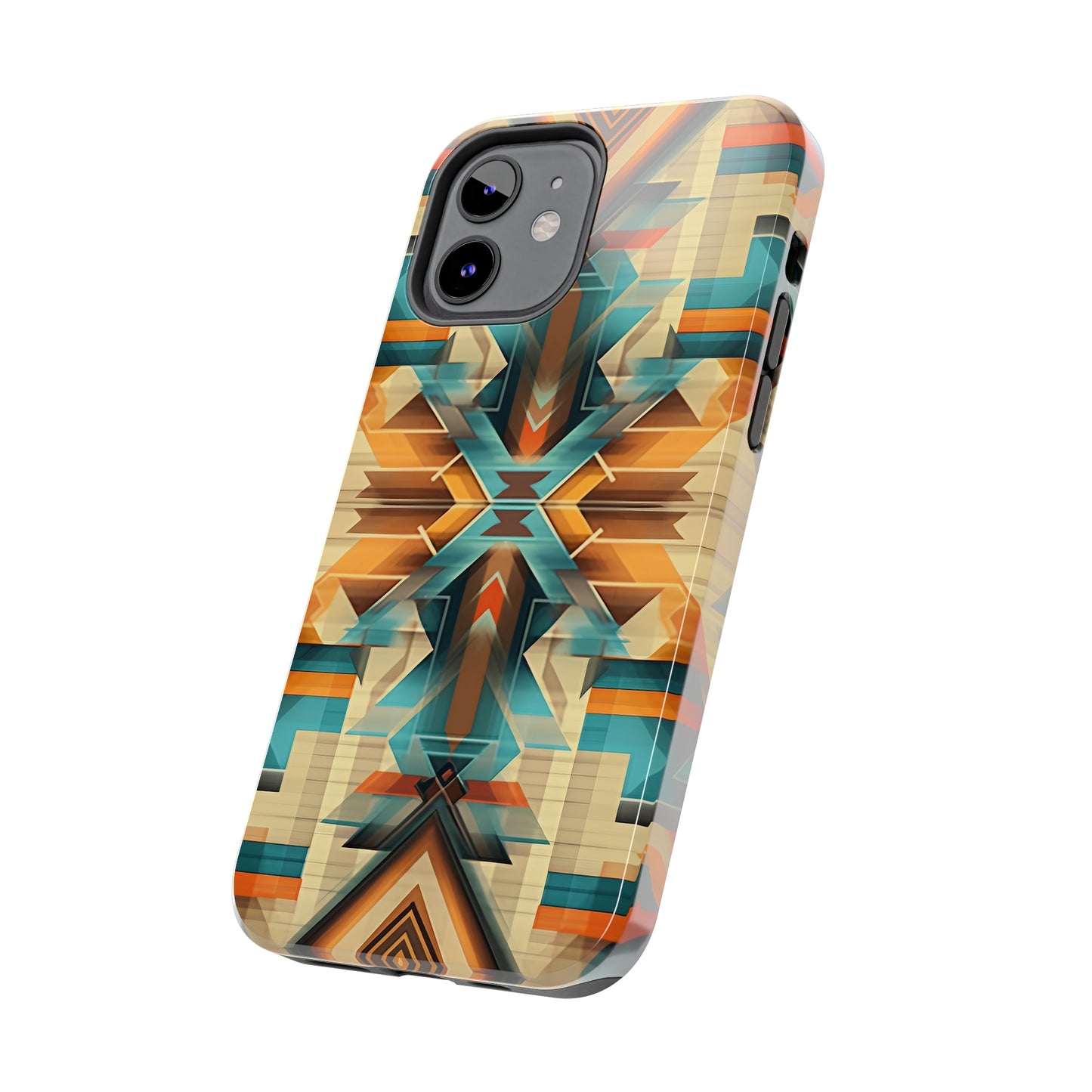 Beautiful Blue and Cream Native American Pattern Design Tough Phone Case compatible with a large variety of iPhone models, Gift, Phone Case