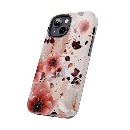 Pretty Pink & White Flowers Pattern Design Tough Phone Case compatible with a large variety of iPhone models, Gift, Phone Case