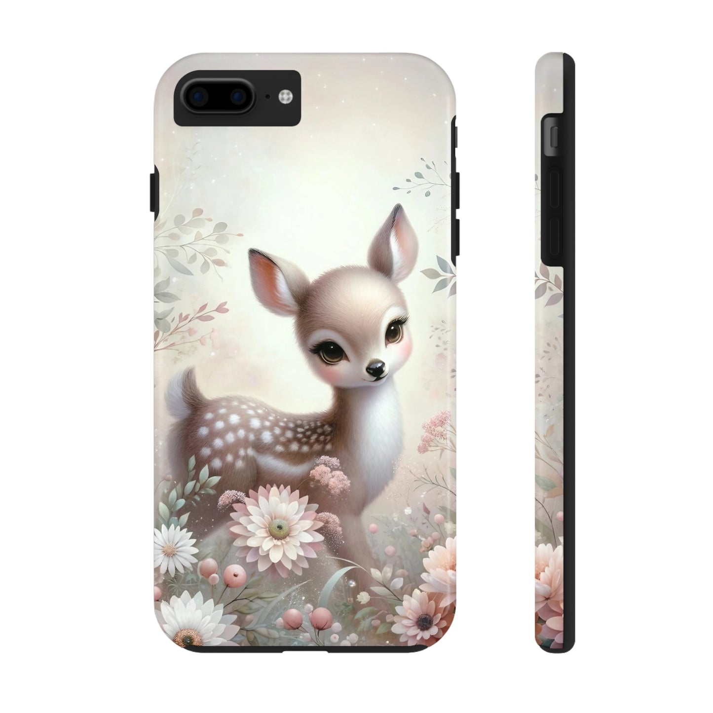 Cute Fawn and Floral print Design Tough Phone Case compatible with a large variety of iPhone models, Gift, Phone Case