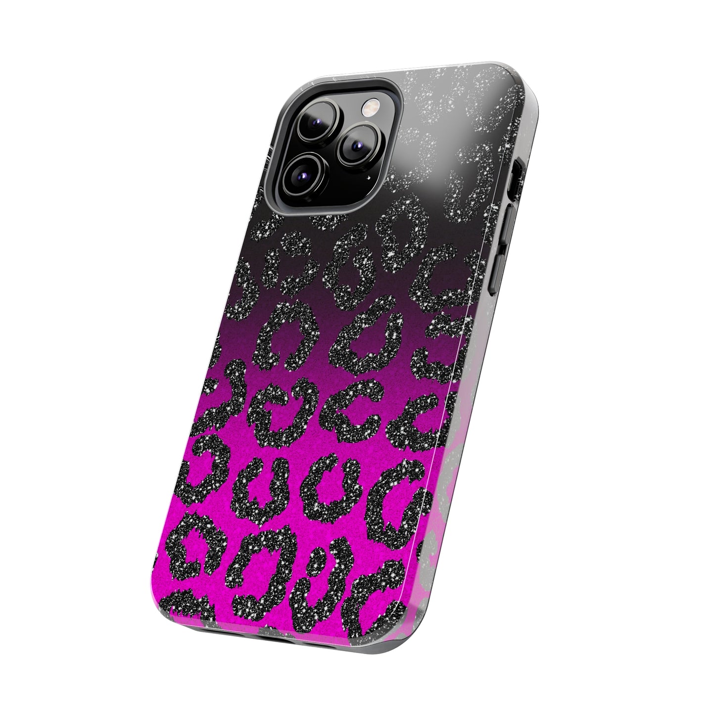 Pink and Black Ombre Leopard Design Phone Case- Lightweight, Impact Resistant Cover for iPhone 6, 6s, 12, 13, 14, 15