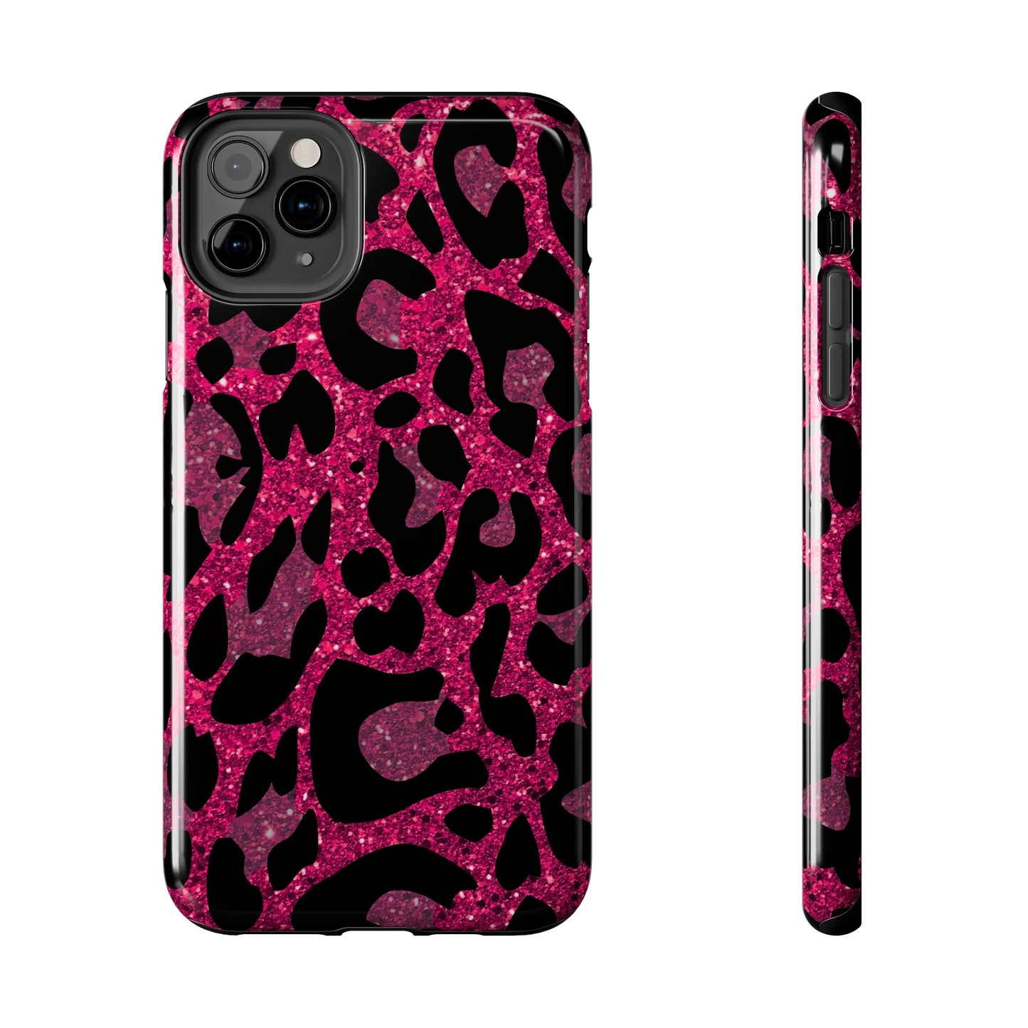 Pink and Black Leopard Design Phone Case- Lightweight, Impact Resistant Cover for iPhone 6, 6s, 12, 13, 14, 15