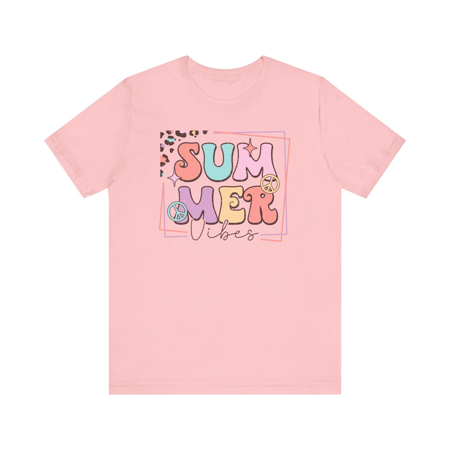 Colorful Summer Vibes T-Shirt, Trendy Beach Style Top, Casual Vacation Tee, Graphic Tee for Women and Men