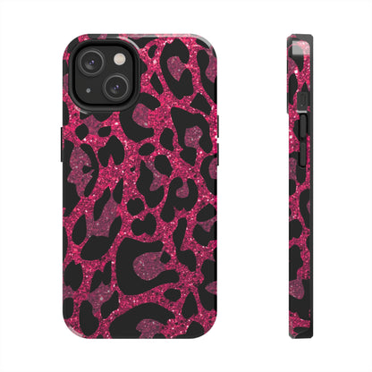 Pink and Black Leopard Design Phone Case- Lightweight, Impact Resistant Cover for iPhone 6, 6s, 12, 13, 14, 15