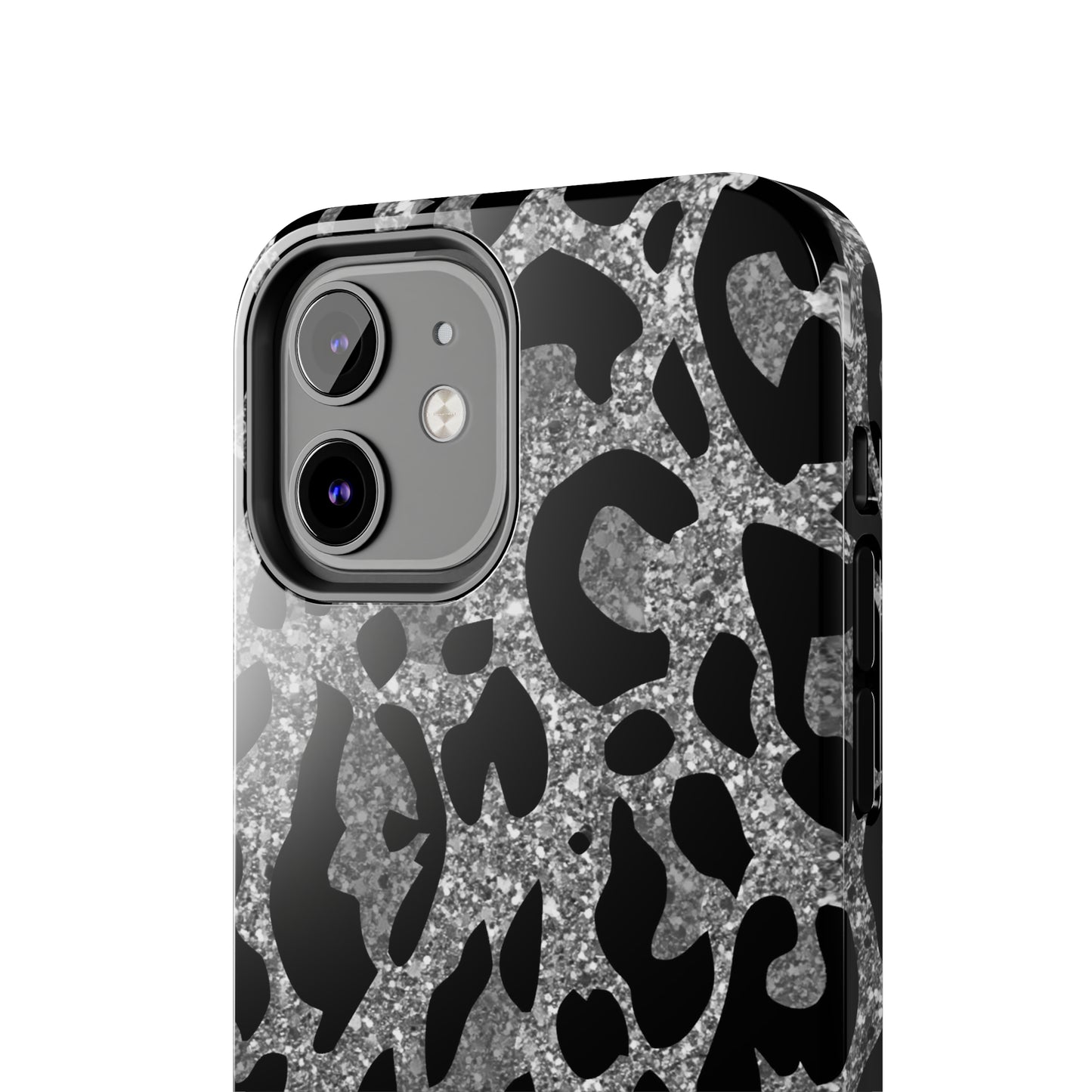 Silver and Black Leopard Design Phone Case- Lightweight, Impact Resistant Cover for iPhone 6, 6s, 12, 13, 14, 15