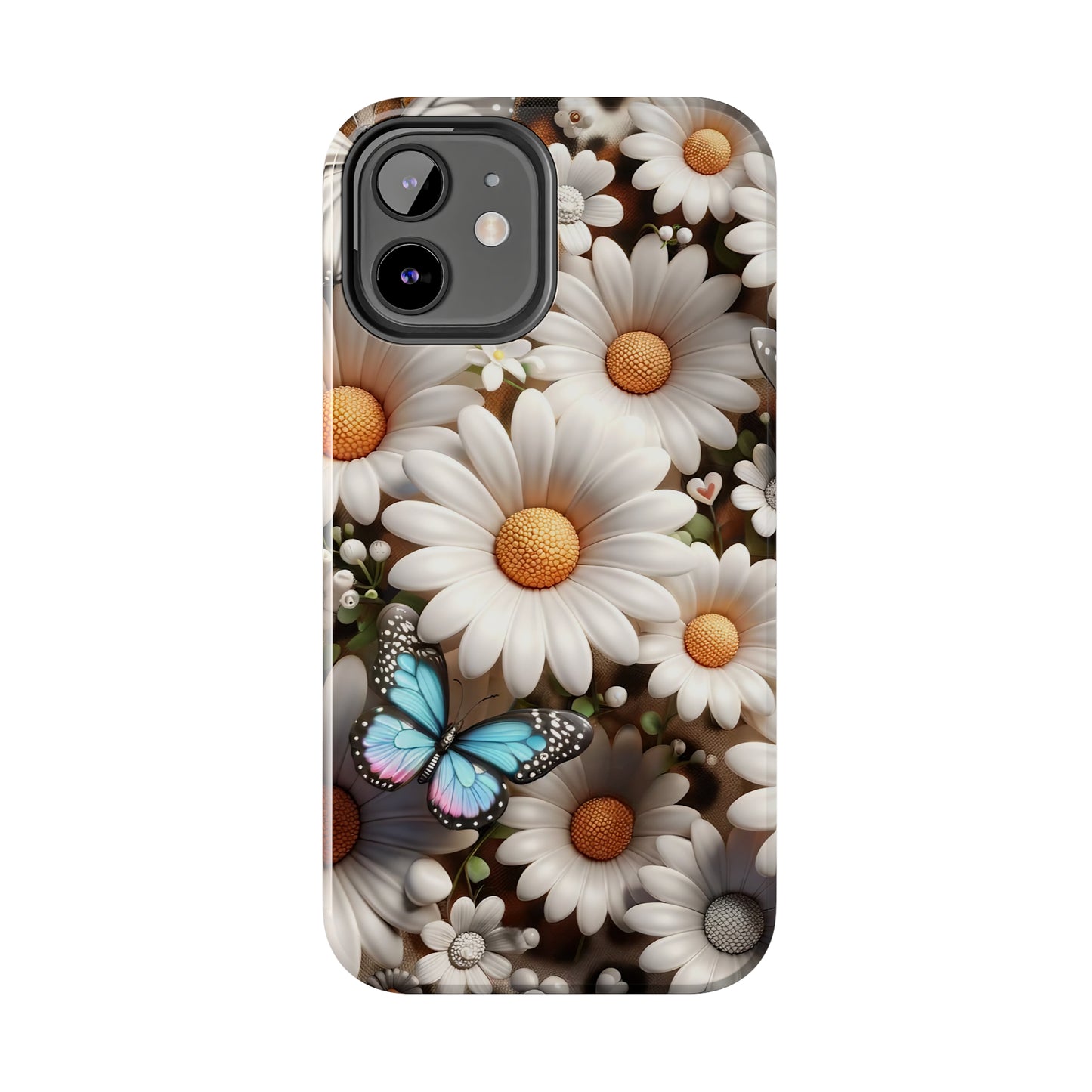 Butterflies, Leopard Print & Daisies Digital print Design Tough Phone Case compatible with a large variety of iPhone models,Gift, Phone Case