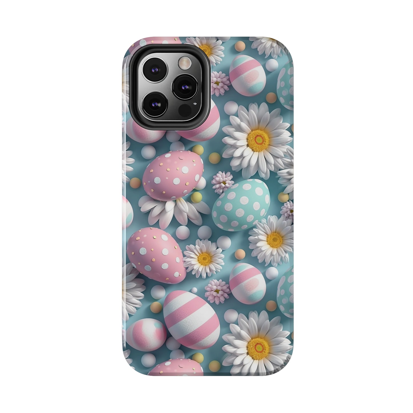 Easter Eggs and Daisies Digital print Design Tough Phone Case compatible with a large variety of iPhone models, Gift, Phone Case