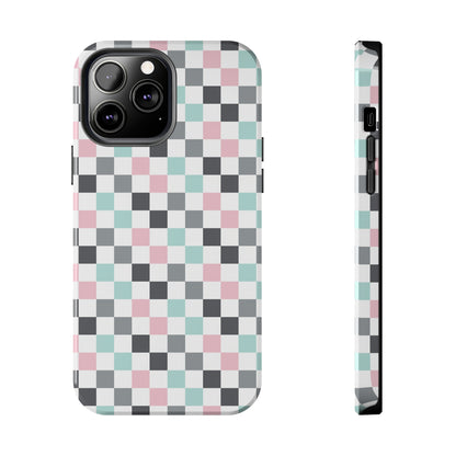 Multicolor Checkerboard print design Tough Phone Case compatible with a large variety of iphone models