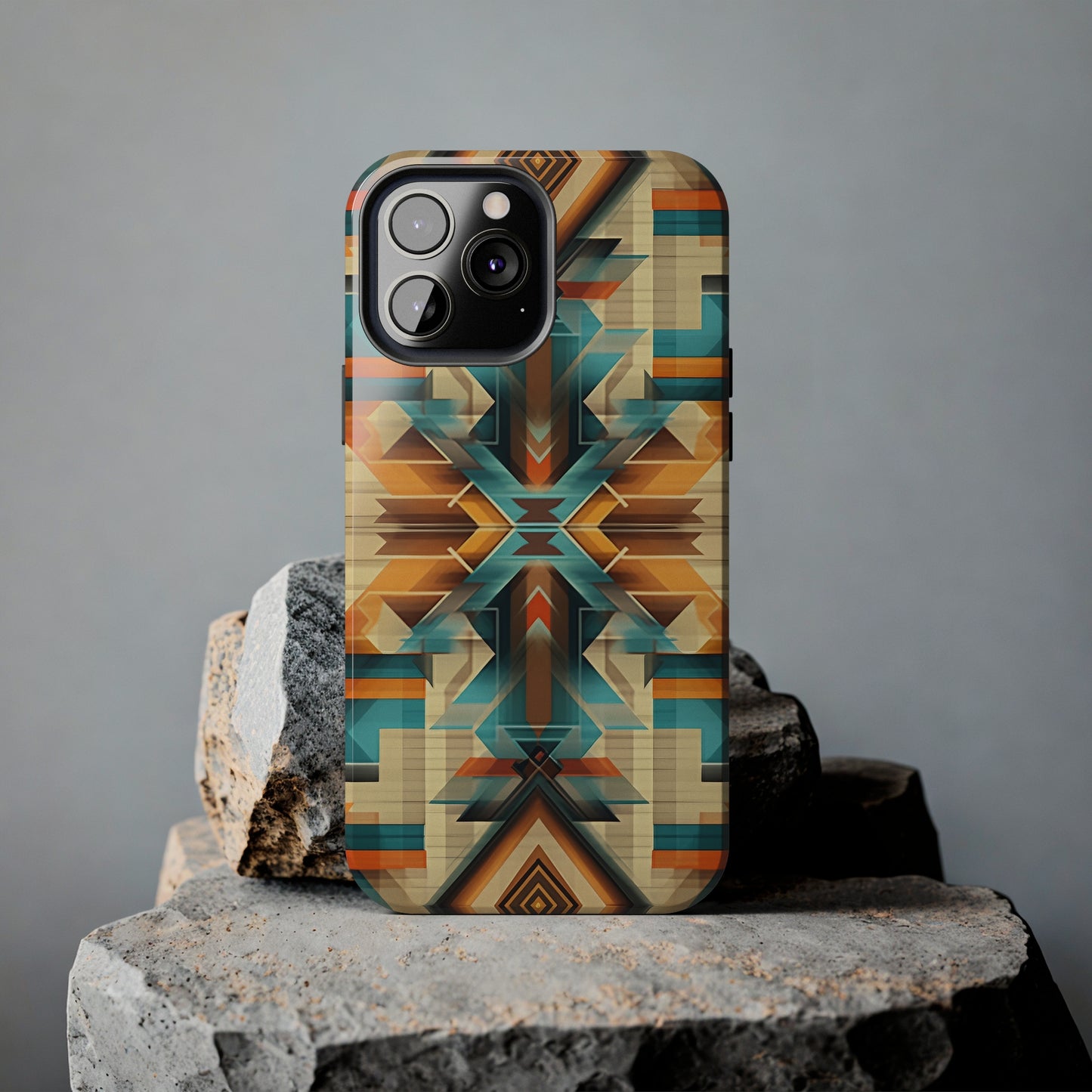 Beautiful Blue and Cream Native American Pattern Design Tough Phone Case compatible with a large variety of iPhone models, Gift, Phone Case