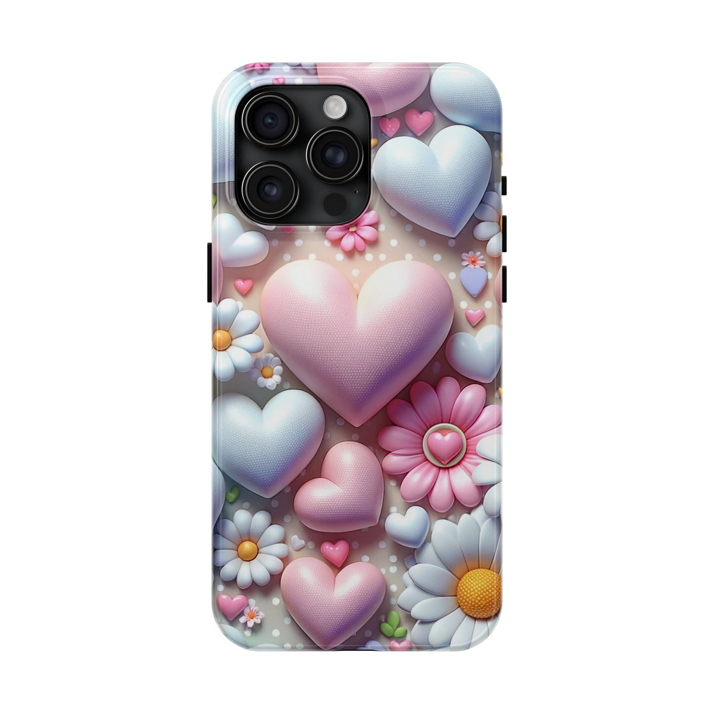 Pastel Heart and Flower Digital print Design Tough Phone Case compatible with a large variety of iPhone models, Gift, Phone Case