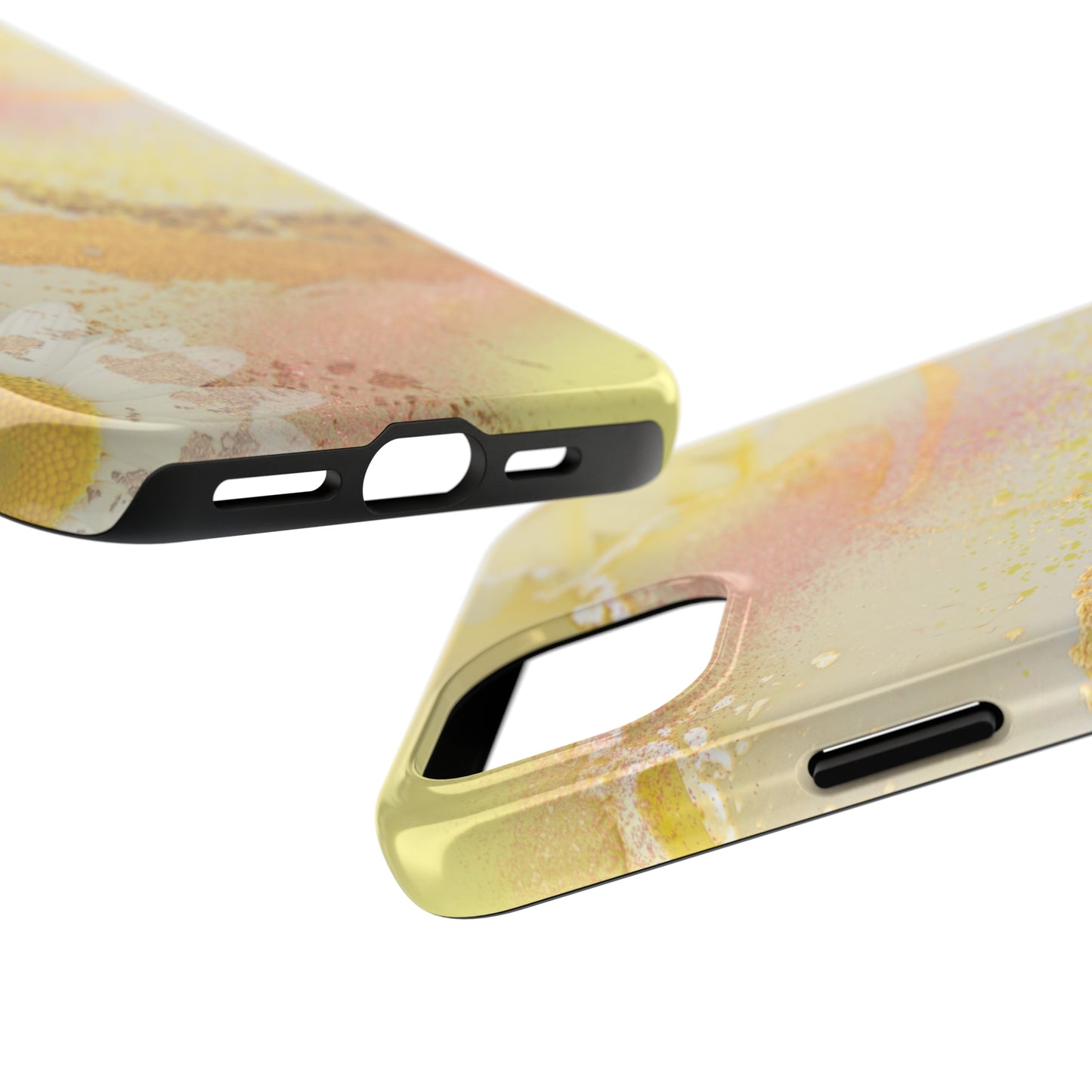 Yellow and Rose Gold Marble design Tough Phone Case compatible with a large variety of iPhone models, Gift, Phone