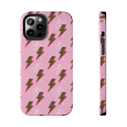 Cheetah Print Lightning Bolts Design Phone Case- Lightweight, Impact Resistant Cover for iPhone 6, 6s, 12, 13, 14, 15