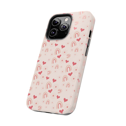 Pink Boho2 Rainbow print Design Tough Phone Case compatible with a large variety of iPhone models, Gift, Phone Case