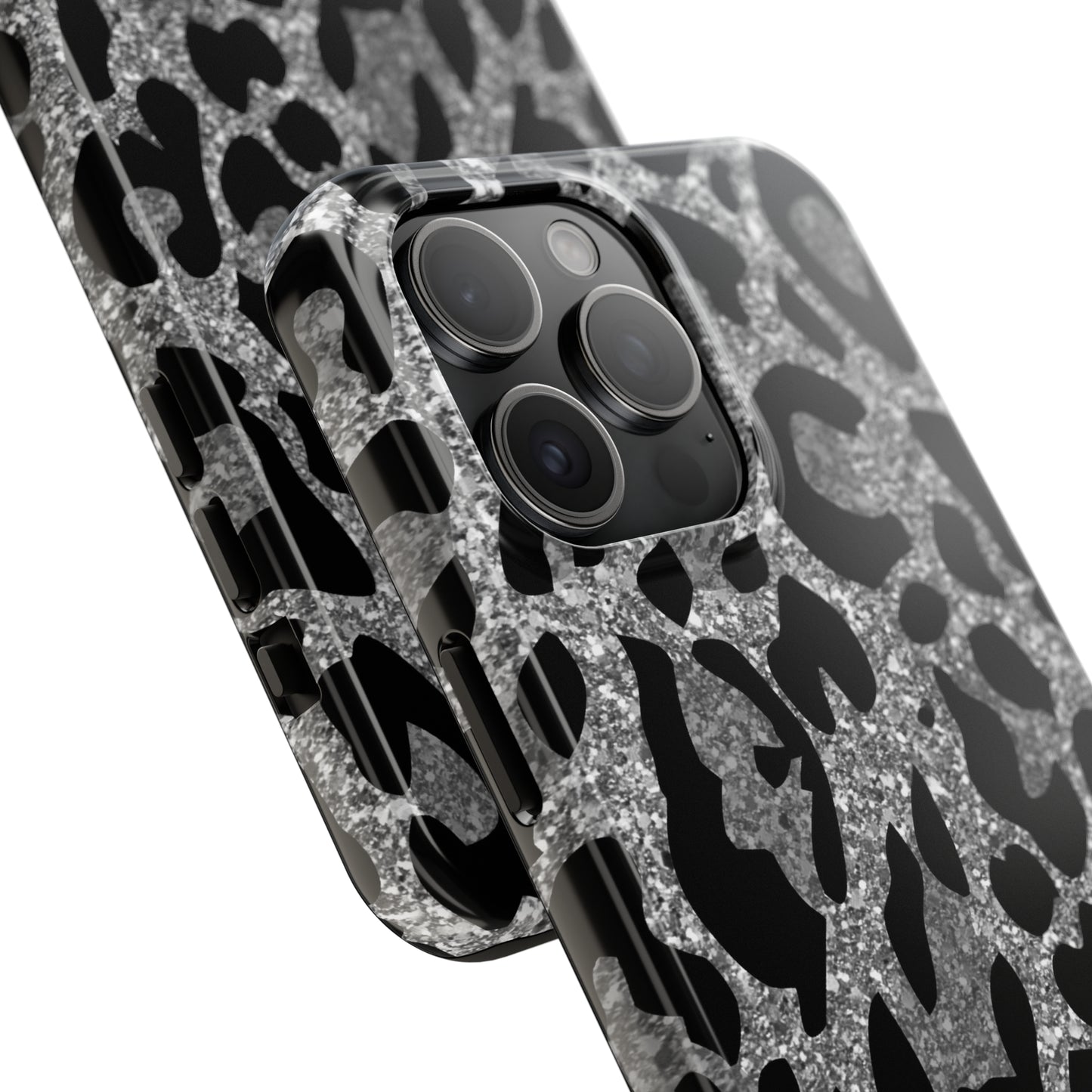 Silver and Black Leopard Design Phone Case- Lightweight, Impact Resistant Cover for iPhone 6, 6s, 12, 13, 14, 15