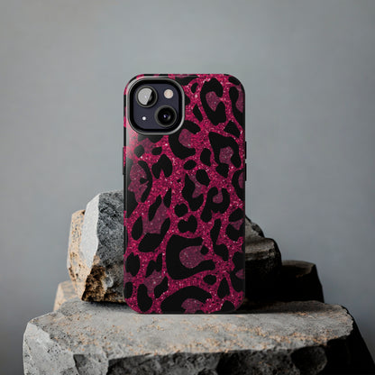 Pink and Black Leopard Design Phone Case- Lightweight, Impact Resistant Cover for iPhone 6, 6s, 12, 13, 14, 15