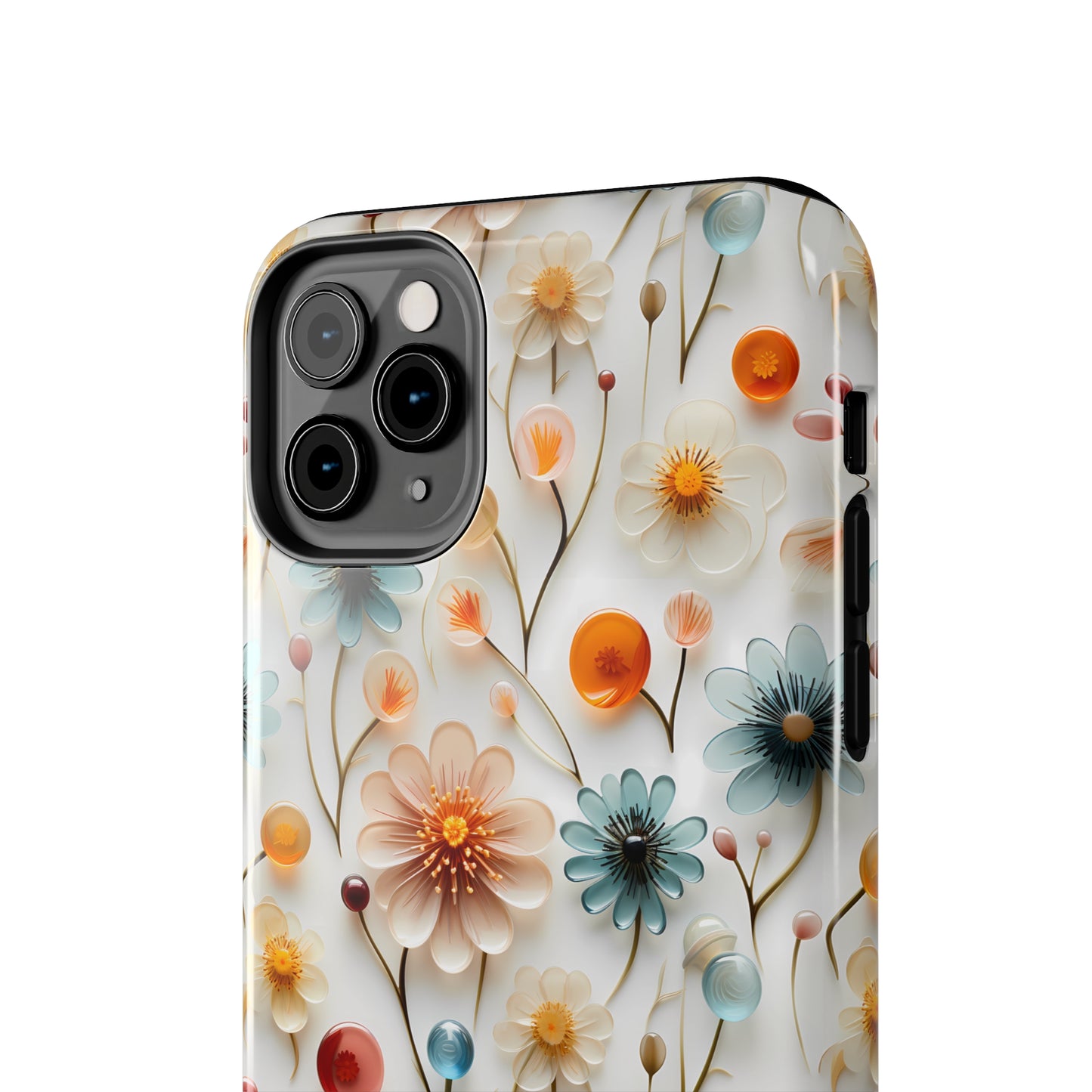 3D Glass Flower Pattern Design Tough Phone Case compatible with a large variety of iPhone models, Phone Case, Birthday Gift