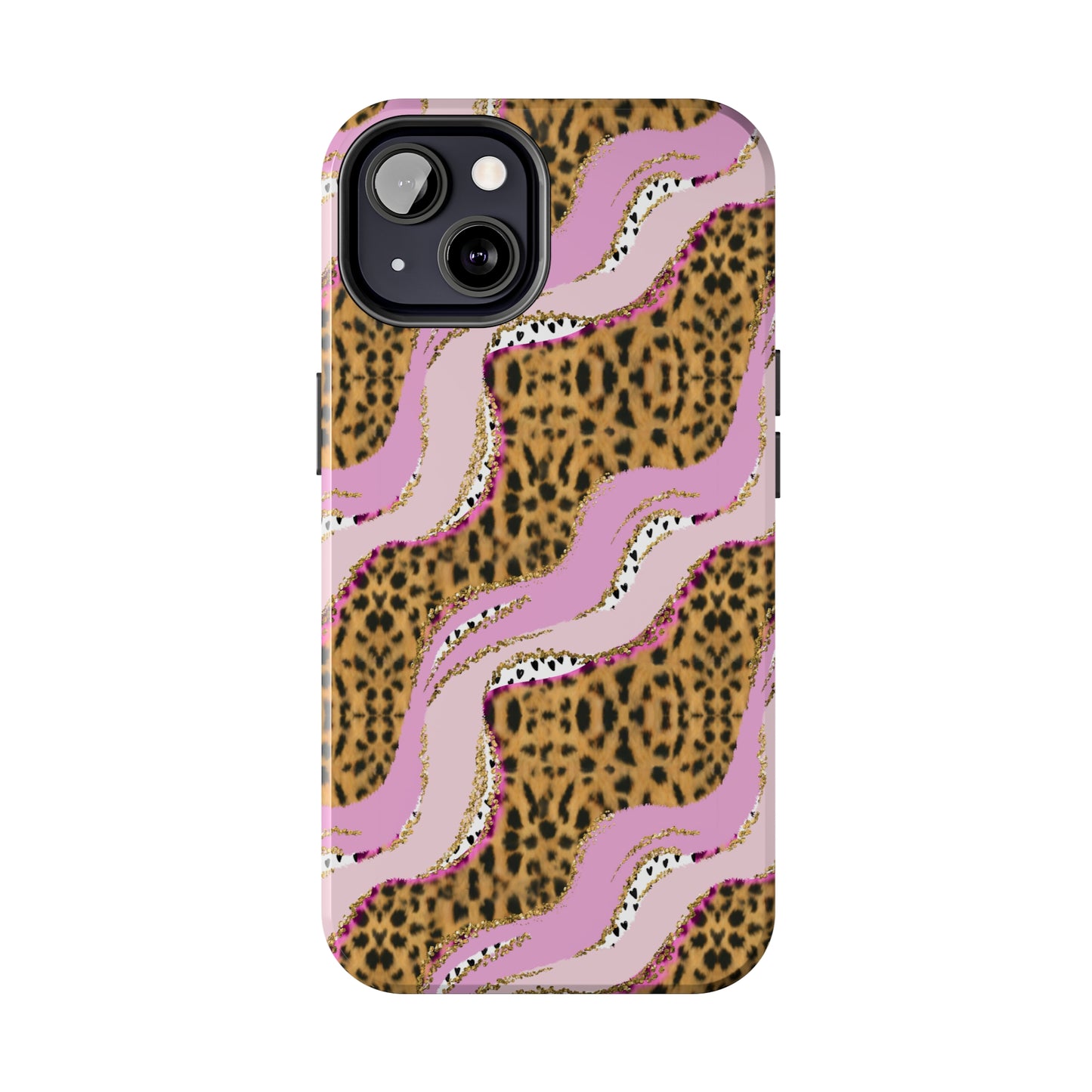 Cheetah Waves with Pink and Gold Design Phone Case- Lightweight, Impact Resistant Cover for iPhone 6, 6s, 12, 13, 14, 15