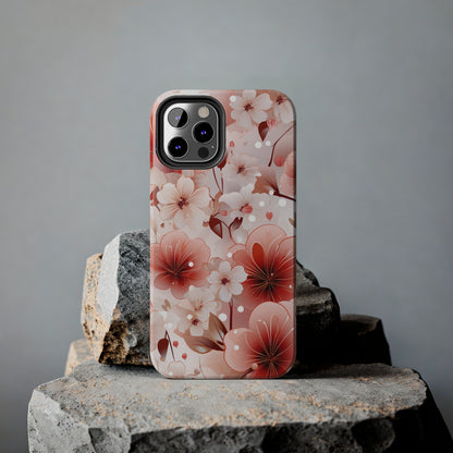 Pink Floral Pattern Design Tough Phone Case compatible with a large variety of iPhone models, Gift, Phone Case