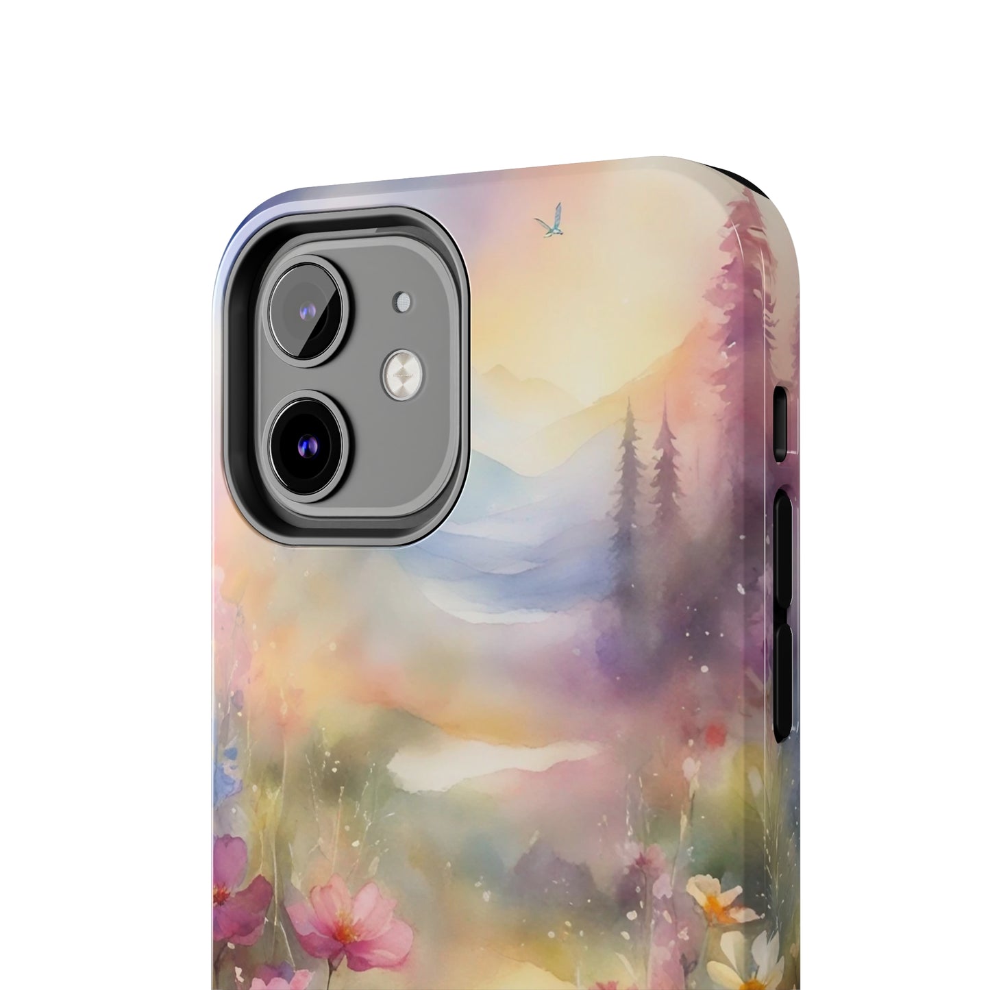 Watercolor Landscape and Wildflowers Pattern print design Tough Phone Case compatible with a large variety of phone models, Phone Case