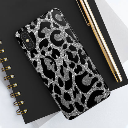 Silver and Black Leopard Design Phone Case- Lightweight, Impact Resistant Cover for iPhone 6, 6s, 12, 13, 14, 15