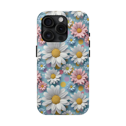 3D Spring Flowes and Polka Dots Digital print Design Tough Phone Case compatible with a large variety of iPhone models, Gift, Phone Case