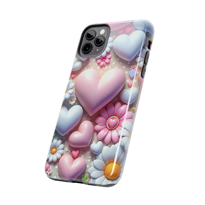 Pastel Heart and Flower Digital print Design Tough Phone Case compatible with a large variety of iPhone models, Gift, Phone Case