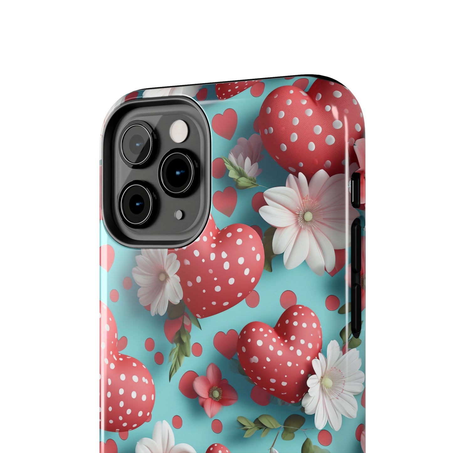 Polka Dot Hearts Digital print Design Tough Phone Case compatible with a large variety of iPhone models, Gift, Phone Case