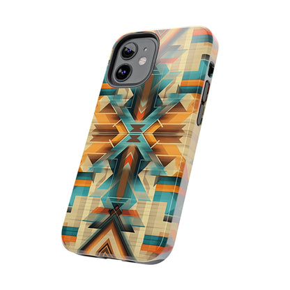 Beautiful Blue and Cream Native American Pattern Design Tough Phone Case compatible with a large variety of iPhone models, Gift, Phone Case