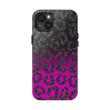 Pink and Black Ombre Leopard Design Phone Case- Lightweight, Impact Resistant Cover for iPhone 6, 6s, 12, 13, 14, 15