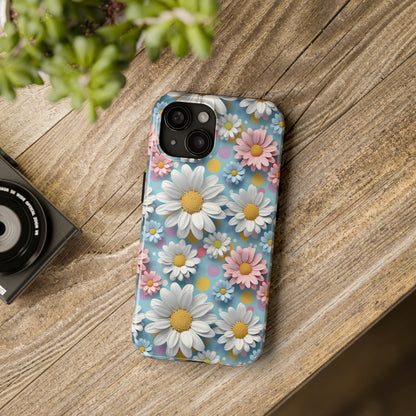 3D Spring Flowes and Polka Dots Digital print Design Tough Phone Case compatible with a large variety of iPhone models, Gift, Phone Case