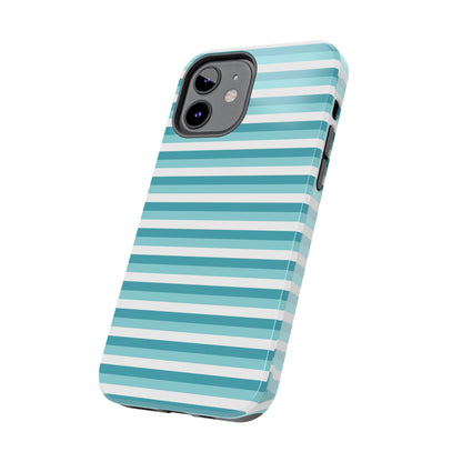 Blue and White Girly Stripe print Design Tough Phone Case compatible with a large variety of iPhone models, Gift, Phone Case