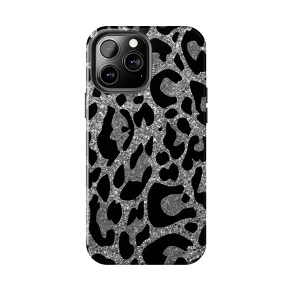 Silver and Black Leopard Design Phone Case- Lightweight, Impact Resistant Cover for iPhone 6, 6s, 12, 13, 14, 15